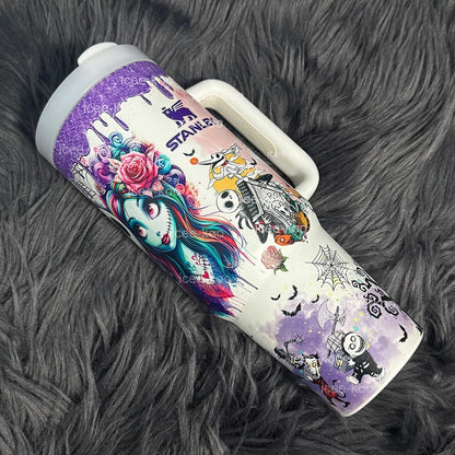 🎁 The Ultimate Halloween Gift: Sally x Jack Skellington 40oz Tumbler 💀✨