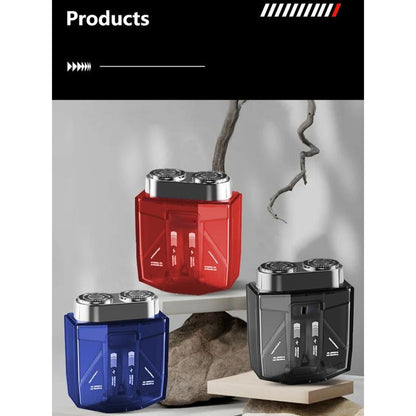 Portable Electric Shaver for Men - Transparent Design, Dual Motor, Compact Twin-Blade Razor Set, Upgraded Version
