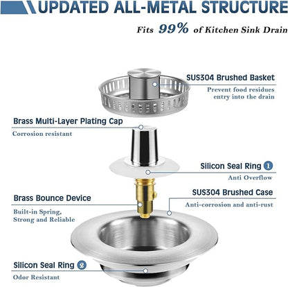 🔥LAST DAY 49% OFF-Upgraded 3 in 1 Kitchen Sink Drain Strainer