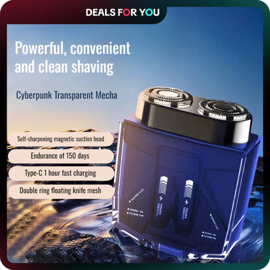Portable Electric Shaver for Men - Transparent Design, Dual Motor, Compact Twin-Blade Razor Set, Upgraded Version